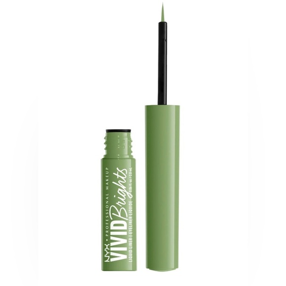 (2)-NYX PROFESSIONAL MAKEUP Vivid Brights Liquid Eyeliner Liner - GHOSTED GREEN - Picture 6 of 9